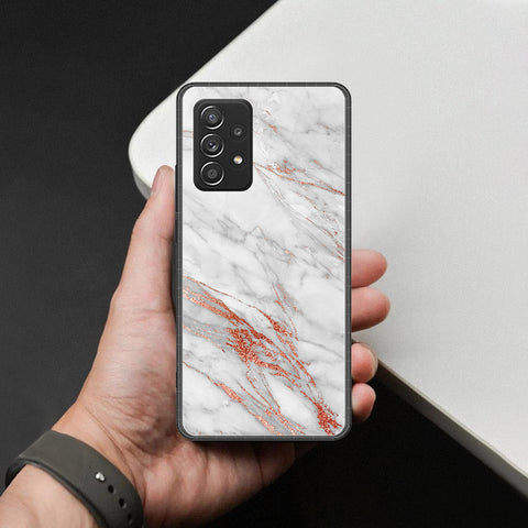 Samsung Galaxy A52 Cover - White Marble Series - HQ Ultra Shine Premium Infinity Glass Soft Silicon Borders Case