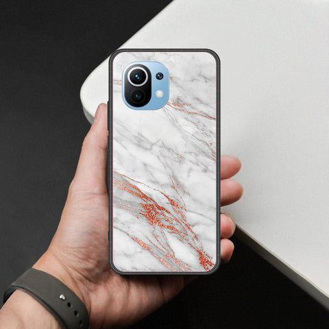 Xiaomi Mi 11 Cover - White Marble Series - HQ Ultra Shine Premium Infinity Glass Soft Silicon Borders Case