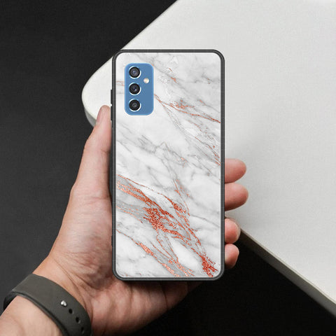 Samsung Galaxy M52 5G Cover - White Marble Series - HQ Ultra Shine Premium Infinity Glass Soft Silicon Borders Case