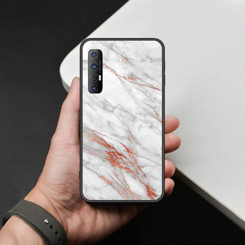 Oppo Reno 3 Pro Cover - White Marble Series - HQ Ultra Shine Premium Infinity Glass Soft Silicon Borders Case