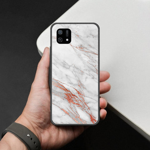 Oppo A16e Cover - White Marble Series - HQ Ultra Shine Premium Infinity Glass Soft Silicon Borders Case