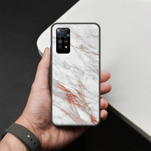 Xiaomi Redmi Note 11 Cover - White Marble Series - HQ Ultra Shine Premium Infinity Glass Soft Silicon Borders Case