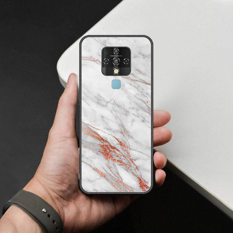 Tecno Camon 16 SE Cover - White Marble Series - HQ Ultra Shine Premium Infinity Glass Soft Silicon Borders Case