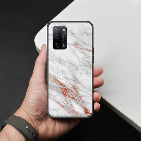 Oppo A55s Cover - White Marble Series - HQ Ultra Shine Premium Infinity Glass Soft Silicon Borders Case