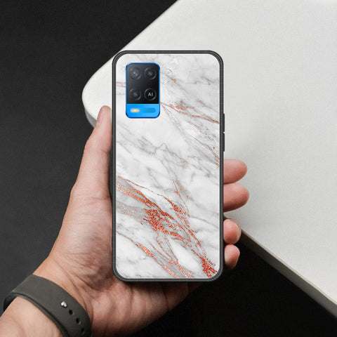 Oppo A54 4G Cover - White Marble Series - HQ Ultra Shine Premium Infinity Glass Soft Silicon Borders Case