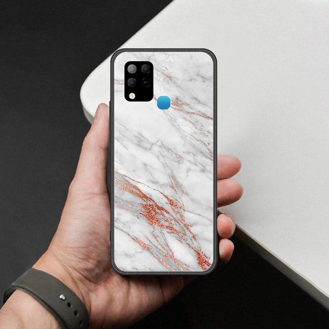 Infinix Hot 10s Cover - White Marble Series - HQ Ultra Shine Premium Infinity Glass Soft Silicon Borders Case