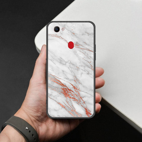 Oppo F7 Cover - White Marble Series - HQ Ultra Shine Premium Infinity Glass Soft Silicon Borders Case