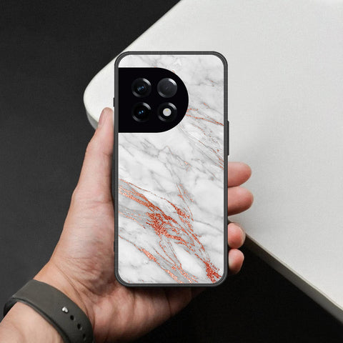 OnePlus 11R Cover - White Marble Series - HQ Ultra Shine Premium Infinity Glass Soft Silicon Borders Case