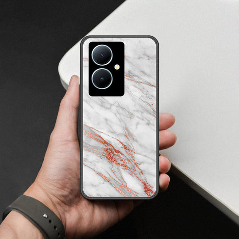 Vivo Y78 Plus 5G Cover - White Marble Series - HQ Ultra Shine Premium Infinity Glass Soft Silicon Borders Case