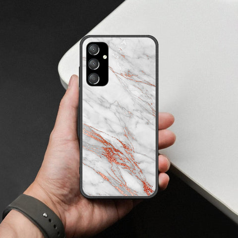 Samsung Galaxy A14 5G Cover - White Marble Series - HQ Ultra Shine Premium Infinity Glass Soft Silicon Borders Case