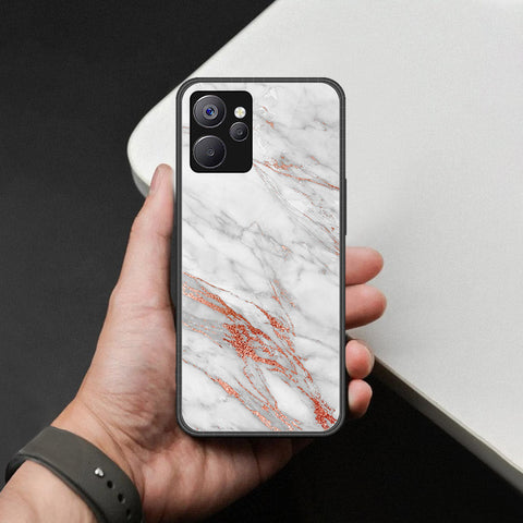 Realme 10T Cover - White Marble Series - HQ Ultra Shine Premium Infinity Glass Soft Silicon Borders Case