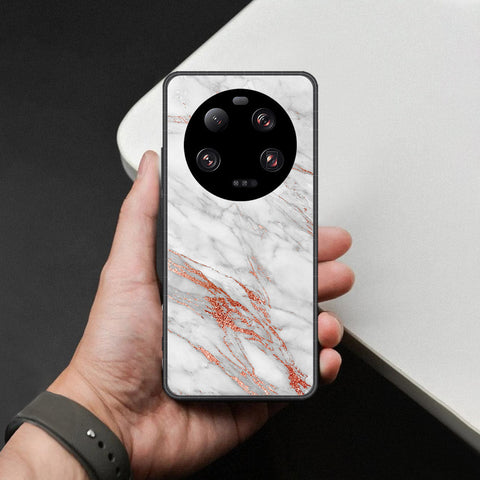 Xiaomi 13 Ultra Cover - White Marble Series - HQ Ultra Shine Premium Infinity Glass Soft Silicon Borders Case