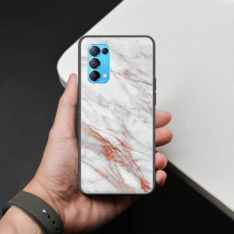 Oppo Reno 5 4G Cover - White Marble Series - HQ Ultra Shine Premium Infinity Glass Soft Silicon Borders Case