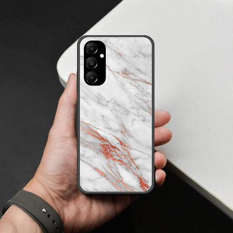 Samsung Galaxy M14 4G Cover - White Marble Series - HQ Ultra Shine Premium Infinity Glass Soft Silicon Borders Case