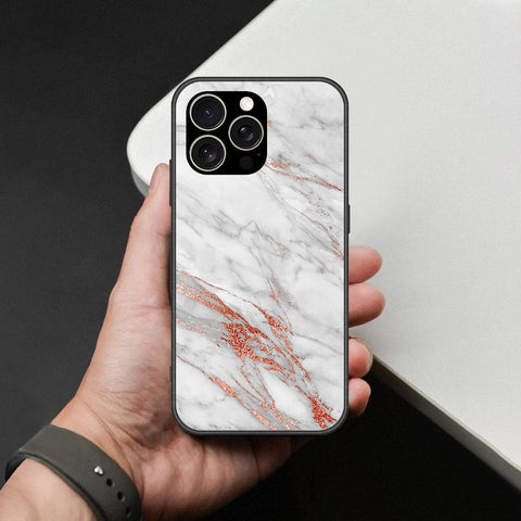 IPhone 15 Pro Max Cover - White Marble Series - HQ Ultra Shine Premium Infinity Glass Soft Silicon Borders Case