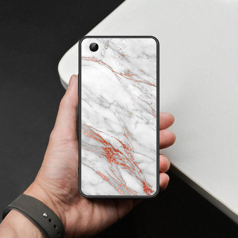 Vivo Y81s Cover - White Marble Series - HQ Ultra Shine Premium Infinity Glass Soft Silicon Borders Case