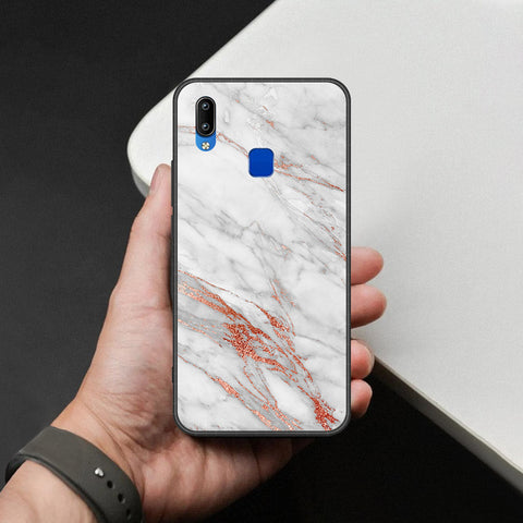 Vivo Y91i Cover - White Marble Series - HQ Ultra Shine Premium Infinity Glass Soft Silicon Borders Case
