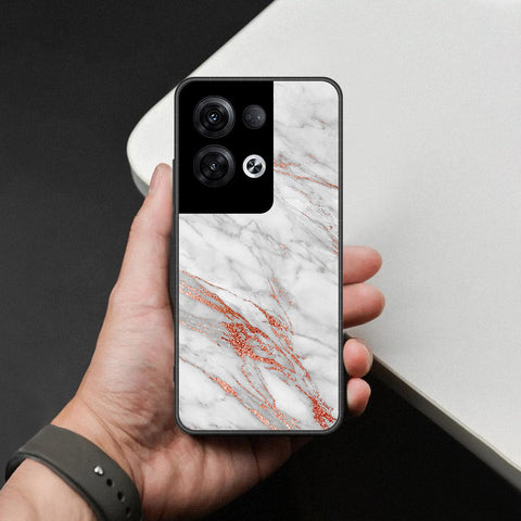Oppo Reno 8 Pro  Cover - White Marble Series - HQ Ultra Shine Premium Infinity Glass Soft Silicon Borders Case