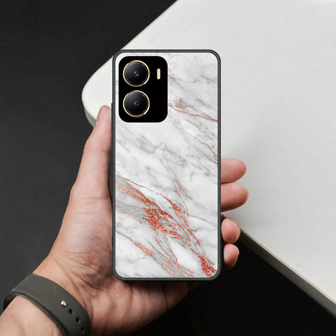 Vivo Y16 Cover - White Marble Series - HQ Ultra Shine Premium Infinity Glass Soft Silicon Borders Case