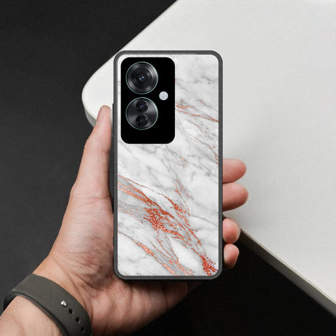 Oppo Reno 11F 5G Cover - White Marble Series - HQ Ultra Shine Premium Infinity Glass Soft Silicon Borders Case