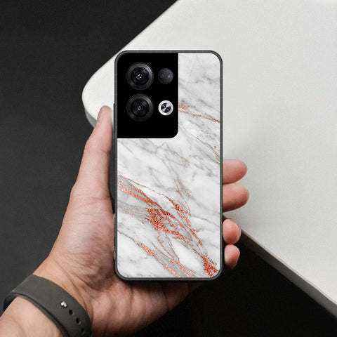 Oppo Reno 8 Pro Plus Cover - White Marble Series - HQ Ultra Shine Premium Infinity Glass Soft Silicon Borders Case