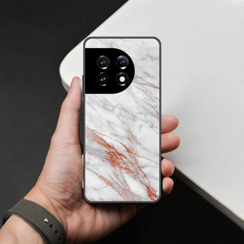 OnePlus Ace 2 Pro Cover - White Marble Series - HQ Ultra Shine Premium Infinity Glass Soft Silicon Borders Case