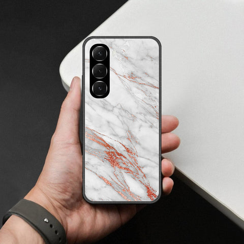 Infinix Hot 60i 4G Cover - White Marble Series - HQ Ultra Shine Premium Infinity Glass Soft Silicon Borders Case