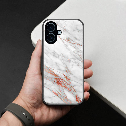iPhone 18 - White Marble Series - HQ Ultra Shine Premium Infinity Glass Soft Silicon Borders Case