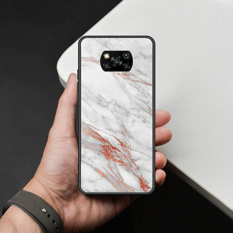 Xiaomi Poco X3 Pro Cover - White Marble Series - HQ Ultra Shine Premium Infinity Glass Soft Silicon Borders Case