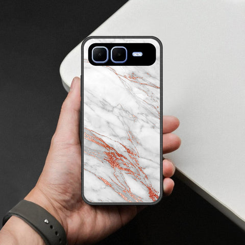 Infinix Smart 10 Plus Cover - White Marble Series - HQ Ultra Shine Premium Infinity Glass Soft Silicon Borders Case