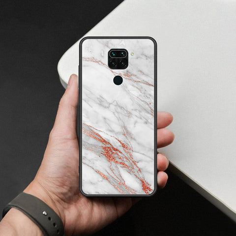 Xiaomi Redmi Note 9 Cover - White Marble Series - HQ Ultra Shine Premium Infinity Glass Soft Silicon Borders Case