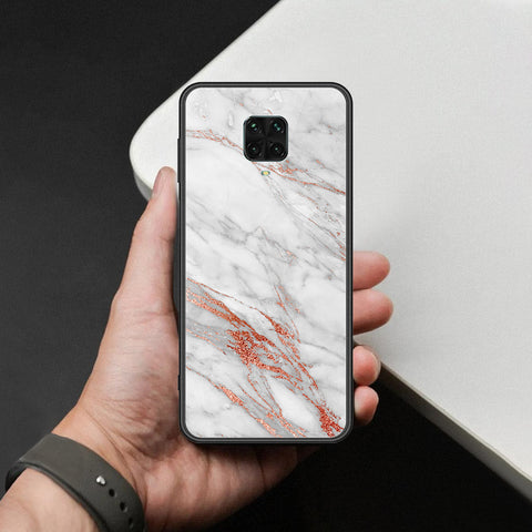 Xiaomi Redmi Note 9S Cover - White Marble Series - HQ Ultra Shine Premium Infinity Glass Soft Silicon Borders Case