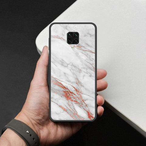 Xiaomi Redmi Note 9 Pro Cover - White Marble Series - HQ Ultra Shine Premium Infinity Glass Soft Silicon Borders Case