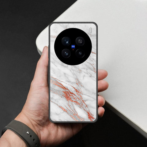 Vivo X200 Pro Cover - White Marble Series - HQ Ultra Shine Premium Infinity Glass Soft Silicon Borders Case