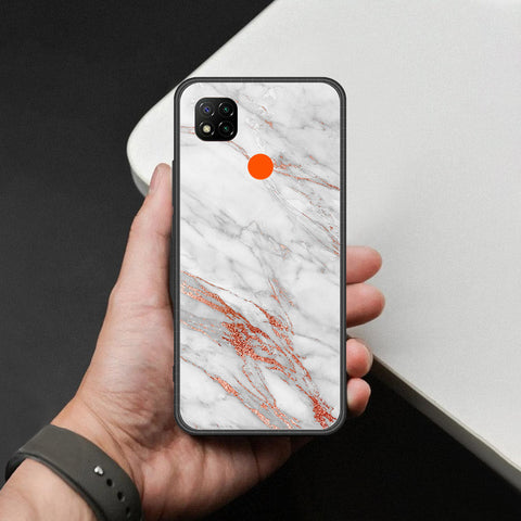 Xiaomi Poco C3 Cover - White Marble Series - HQ Ultra Shine Premium Infinity Glass Soft Silicon Borders Case