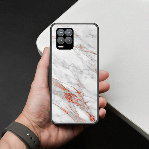 Realme 8 Pro Cover - White Marble Series - HQ Ultra Shine Premium Infinity Glass Soft Silicon Borders Case