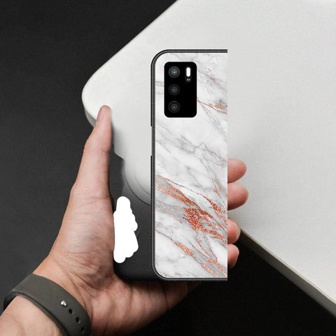 Oppo A54s Cover - White Marble Series - HQ Ultra Shine Premium Infinity Glass Soft Silicon Borders Case