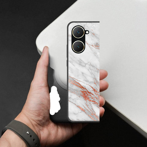 Vivo Y18 Cover - White Marble Series - HQ Ultra Shine Premium Infinity Glass Soft Silicon Borders Case