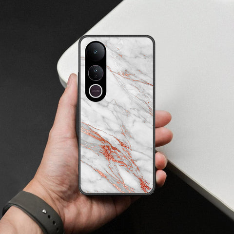 Vivo V50 Lite Cover - White Marble Series - HQ Ultra Shine Premium Infinity Glass Soft Silicon Borders Case