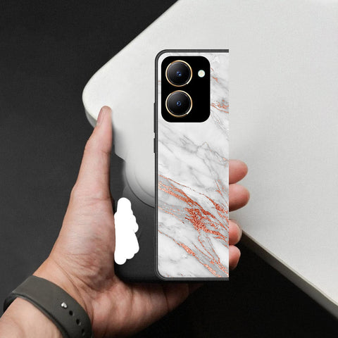 Vivo Y36 5G Cover - White Marble Series - HQ Ultra Shine Premium Infinity Glass Soft Silicon Borders Case