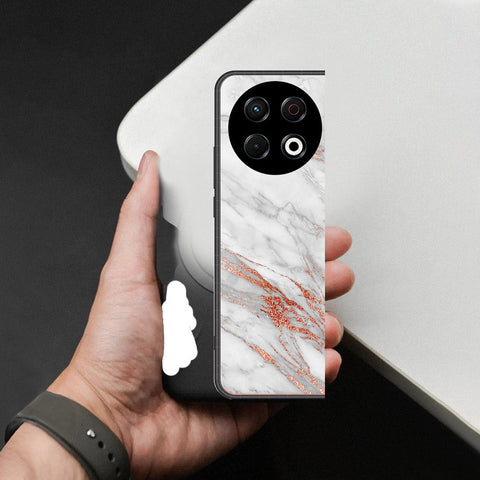 Tecno Spark 30 Pro Cover - White Marble Series - HQ Ultra Shine Premium Infinity Glass Soft Silicon Borders Case