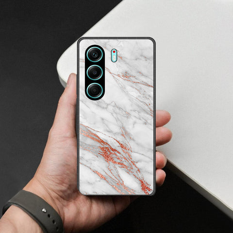 Tecno Camon 40 Pro 5G Cover - White Marble Series - HQ Ultra Shine Premium Infinity Glass Soft Silicon Borders Case