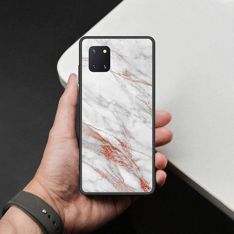 Samsung Galaxy A81 Cover - White Marble Series - HQ Ultra Shine Premium Infinity Glass Soft Silicon Borders Case