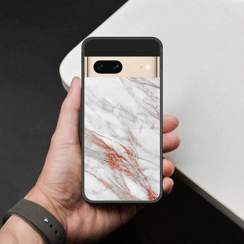Google Pixel 7 Cover - White Marble Series - HQ Ultra Shine Premium Infinity Glass Soft Silicon Borders Case