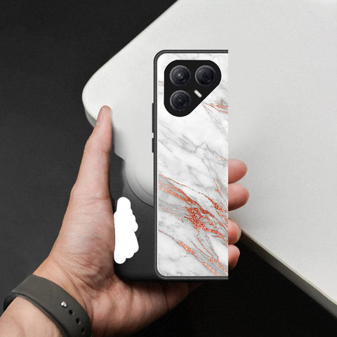 Tecno Pova 7 4G Cover - White Marble Series - HQ Ultra Shine Premium Infinity Glass Soft Silicon Borders Case