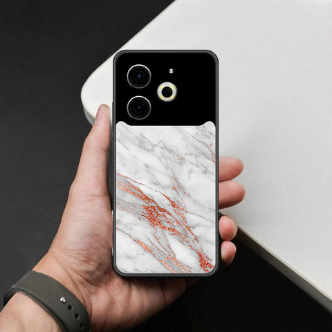 Tecno Pova 6 Cover - White Marble Series - HQ Ultra Shine Premium Infinity Glass Soft Silicon Borders Case