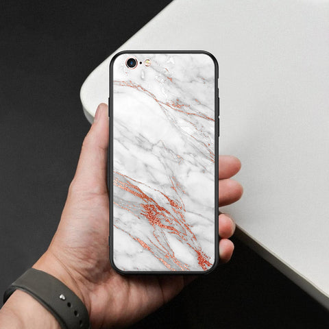 iPhone 6S / 6 Cover - White Marble Series - HQ Ultra Shine Premium Infinity Glass Soft Silicon Borders Case
