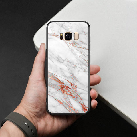 Samsung Galaxy S8 Cover - White Marble Series - HQ Ultra Shine Premium Infinity Glass Soft Silicon Borders Case