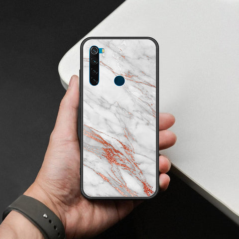 Xiaomi Redmi Note 8 Cover - White Marble Series - HQ Ultra Shine Premium Infinity Glass Soft Silicon Borders Case