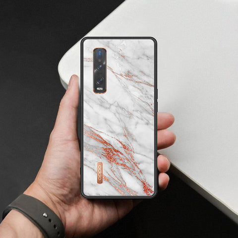 Oppo Find X2 Pro Cover - White Marble Series - HQ Ultra Shine Premium Infinity Glass Soft Silicon Borders Case